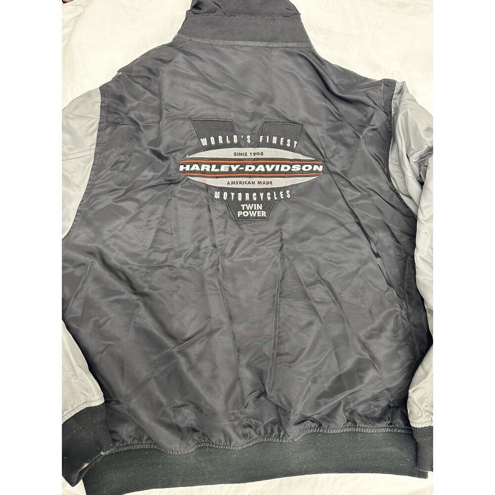 Vintage Harley-Davidson Motorcycle Bomber Jacket Men's XL Black Gray Nylon
